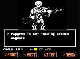 Papyrus with gun